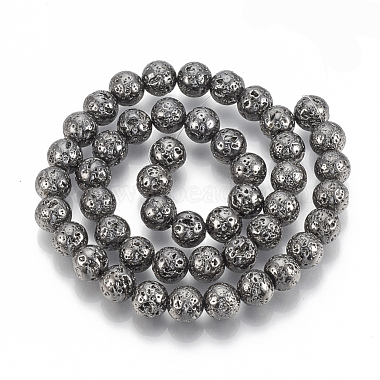 Electroplated Natural Lava Rock Beads Strands(G-T061-55D-8mm)-2