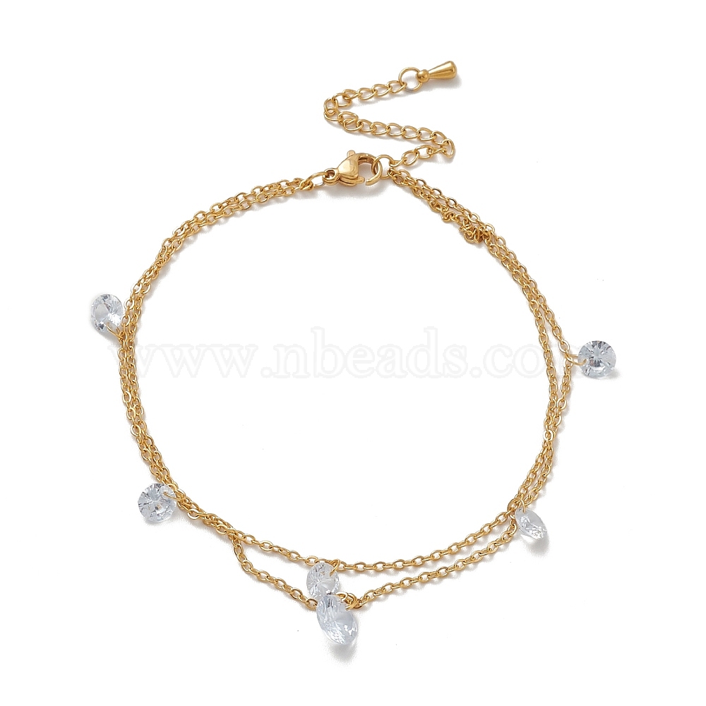 Cable Chain Bracelet with Crystal Charm