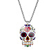 Stainless Steel Skull with Flower Pendant Necklaces(SKUL-PW0001-138F)-1