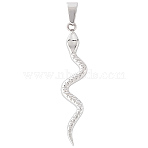 5Pcs 304 Stainless Steel Pendants, Snake Charms, Stainless Steel Color, 44.5x8.5x2mm, Hole: 7x3mm(STAS-BBC0007-72)