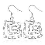 Screw Shape Brass Dangle Earrings, Silver Color Plated, 36x20mm(EJEW-BB11986)