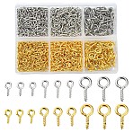750Pcs Iron Screw Eye Peg Bails, Nickel Free, Platinum & Golden, 8~13x4~6.5x1~1.4mm(IFIN-YW0003-89)
