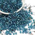 TOHO 6/0 Round Beads, Japanese Seed Beads, (274) Inside Color AB Crystal/Green Teal Lined, 4mm, Hole: 1.5mm, about 840pcs/50g(SEED-XTR06-0274)
