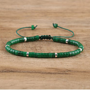 Natural Green Jade Beaded Braided Bracelets, Adjustable Women's Bracelets, (QH4784-5)