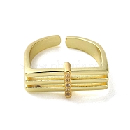 Open Brass with Cubic Zirconia Rings, Real 18K Gold Plated, Arch, Real 18K Gold Plated, Inner Diameter: US Size 7 1/4(17.5mm)(RJEW-B057-06G)