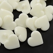 Acrylic Shank Buttons, Lovely Heart Button for Costume Design, 1-Hole, Dyed, White, 17x17x3mm, Hole: 2mm(BUTT-E088-A-01)