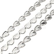 304 Stainless Steel Heart Link Chains, Unwelded, with Spool, Stainless Steel Color, 9x6x1.5mm(CHS-D035-01P)