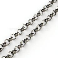 Iron Rolo Chains, Belcher Chain, Unwelded, with Spool, Gunmetal, 8x2.5mm, about 82.02 Feet(25m)/roll(CH-J001-BL8.0-B)