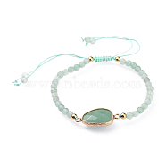 Adjustable Natural Green Aventurine Braided Bead Bracelets, with Brass Findings, Faceted, 2-1/8 inch(5.4cm)(BJEW-JB04559-03)