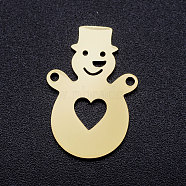 201 Stainless Steel Stamping Blank Links connectors, Christmas Snowman, Golden, 22x14.5x1mm, Hole: 1.4mm(STAS-T046-JA340-2)