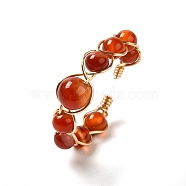 Adjustable Natural Carnelian with Brass Rings, Adjustable(G-B075-01G-09)