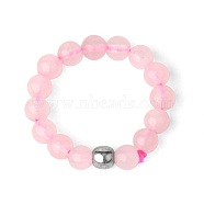 4MM Round Natural Rose Quartz Beaded Stretch Rings, European and American Style(VM0712-6)