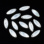Natural White Shell Pendants, Petaline, 13x5x1.5mm, Hole: 1mm(SSHEL-S258-102)