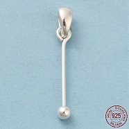 925 Sterling Silver Pendant Bails, Beadable Pins, with S925 Stamp, Silver, 21x0.7mm, Hole: 4.5x3mm, Ball: 3mm(STER-P048-01B-S)