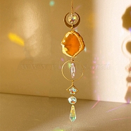 Natural Agate & Crystal Pendant Decorations, with Metal Findings, for Home, Garden Decoration, Orange, 420mm(PW-WG49912-06)
