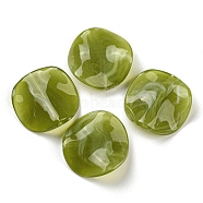 Opaque Acrylic Beads, Wave Flat Round, Olive Drab, 24x6mm, Hole: 1.8mm, about 255pcs/500g(OACR-B013-32H)
