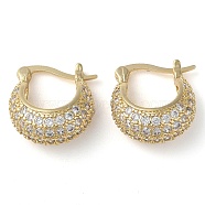 Rack Plating Brass Micro Pave Cubic Zirconia Hoop Earrings, Real 16K Gold Plated, 17.5x16.5x8mm(EJEW-M230-10G)