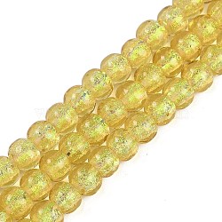 Handmade Foil Lampwork Beads Strands, Rondelle, Yellow, 10.5x8.5mm, Hole: 1mm, about 40pcs/strand, 12.99''(33cm)(FOIL-K003-04J)