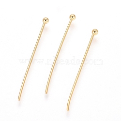 304 Stainless Steel Ball Head Pins, Real 24k Gold Plated, 25x0.8mm, 20 Gauge, Head: 2mm(STAS-L153A-02G)