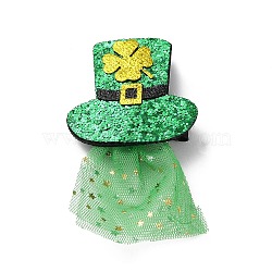 Saint Patrick's Day Sequins Felt Alligator Hair Clips, with Iron Clips, for Girl Child, Hat, 100x55x15mm(PHAR-K004-01D)