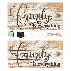 CREATCABIN 1Pc Natural Wood Hanging Wall Decorations for Front Door Home Decoration, with Plastic Hook and Jute Twine, Rectangle with Word, Old Lace, 127x255x4mm(AJEW-CN0001-02D)