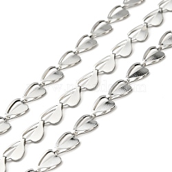 304 Stainless Steel Heart Link Chains, Unwelded, with Spool, Stainless Steel Color, 9x6x1.5mm(CHS-D035-01P)