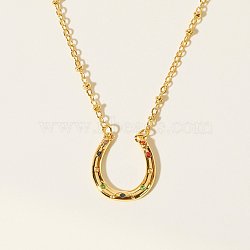 Colorful Cubic Zirconia Arch Pendant Necklace with Brass Satellite Chains for Women, Golden, 17.87 inch(45.4cm)(NJEW-Z018-01G)