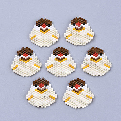 Handmade Japanese Seed Beads, with Nylon Wire, Loom Pattern, Mole, Linen, 23x23x2mm(SEED-S025-34)