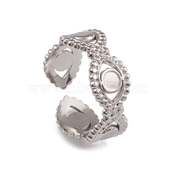 304 Stainless Steel Cuff Rings, Eye Ring for Women, Stainless Steel Color, 7mm, Inner Diameter: 17mm(RJEW-G285-36P)
