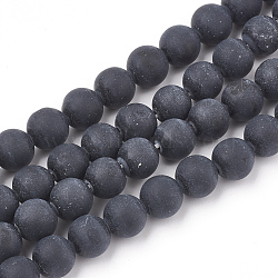 Natural Obsidian Beads Strands, Frosted, Round, 4mm, Hole: 1mm, about 96pcs/strand, 15.5 inch(X-G-T106-001A)