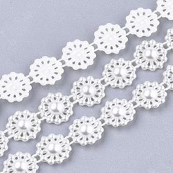ABS Plastic Imitation Pearl Beaded Trim Garland Strand, Great for Door Curtain, Wedding Decoration DIY Material, Flower, Creamy White, 10x3mm, 10yards/roll(AJEW-S073-03)