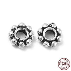925 Thailand Sterling Silver Spacer Beads, Daisy Flower, Antique Silver, 5x1.5mm, Hole: 1.6mm(STER-D004-01A-AS)
