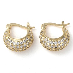 Rack Plating Brass Micro Pave Cubic Zirconia Hoop Earrings, Real 16K Gold Plated, 17.5x16.5x8mm(EJEW-M230-10G)