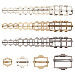 24Pcs 12 Styles Hexagon Alloy Roller Buckles, For Doll Webbing, Strapping Bags, Garment Accessories, Mixed Color, 30~43x24~46x1~1.5mm, 2pcs/style(FIND-DR0001-29)