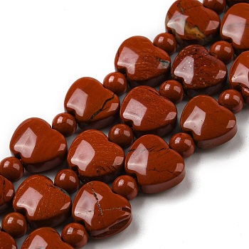 Natural Red Jasper Beads Strands, Apple, 9x10.5x5mm, Hole: 1mm, about 35pcs/strand, 15.47''~15.67'' (39.3~39.8cm)