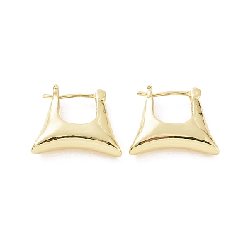 Brass Trapezoid Thick Hoop Earrings for Women, Golden, 15.5x19x5mm, Pin: 0.7mm