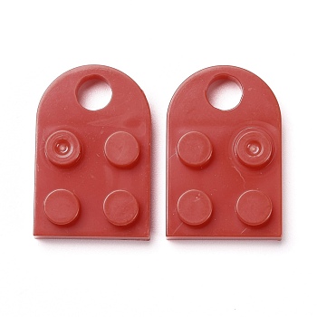 Resin Pendants, Building Blocks Charms, Half Oval, Red, 23.5x15.5x5mm, Hole: 5mm