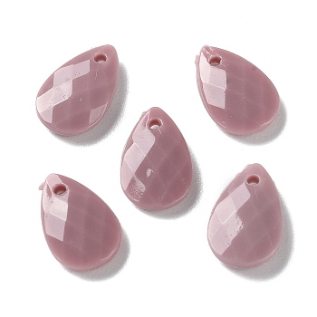 Opaque Acrylic Charms, Faceted, Teardrop Charms, Rosy Brown, 13x8.5x3mm, Hole: 1mm