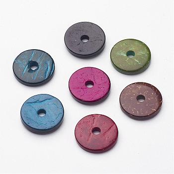 Mixed Color Loose Coconut Donut Beads, 15x3mm, Hole: 3mm