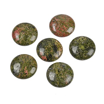 Natural Unakite Cabochons, Half Round/Dome, 25x5.5mm