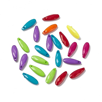 Opaque Acrylic Pendants, Faceted Teardrop Charms, Mixed Color, 18x6x3.5mm, Hole: 1.2mm, 1728pcs/500g