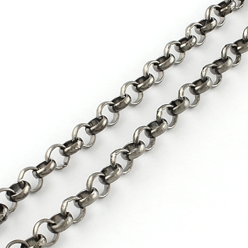 Iron Rolo Chains, Belcher Chain, Unwelded, with Spool, Gunmetal, 8x2.5mm, about 82.02 Feet(25m)/roll