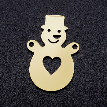 201 Stainless Steel Stamping Blank Links connectors, Christmas Snowman, Golden, 22x14.5x1mm, Hole: 1.4mm