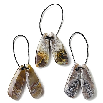 2Pcs Natural Mexican Agate Pendants, Gems Charms, Wing, 28.5x11x4.5mm, Hole: 1.5mm