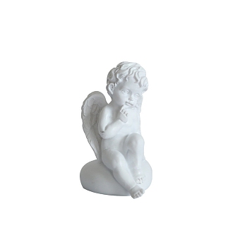 Resin Carved Cupid Statue Home Decoration, Angel Figurines Indoor Outdoor Garden Decoration, White, 50x80mm
