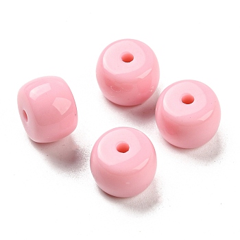 Opaque Acrylic Beads, Column, Pink, 10x6mm, Hole: 1.8mm, 910pcs/500g
