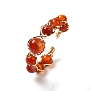 Adjustable Natural Carnelian with Brass Rings, Adjustable