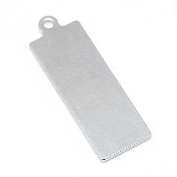 201 Stainless Steel Stamping Blank Tag Pendants, Rectangle, Stainless Steel Color, 35x12x1.5mm, Hole: 2mm