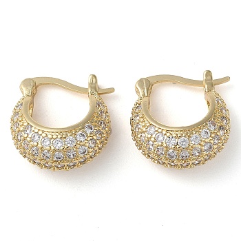 Rack Plating Brass Micro Pave Cubic Zirconia Hoop Earrings, Real 16K Gold Plated, 17.5x16.5x8mm