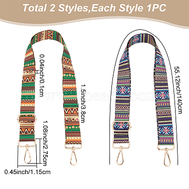 WADORN 2Pcs 2 Colors Ethnic Style Canvas Adjustable Bag Handles(FIND-WR0007-66)-2